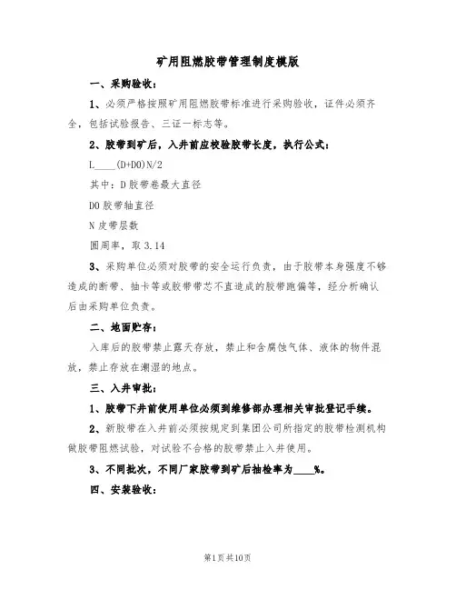 矿用阻燃胶带管理制度模版(3篇)