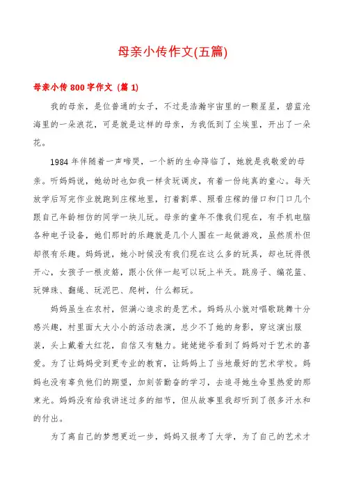 母亲小传作文(五篇)