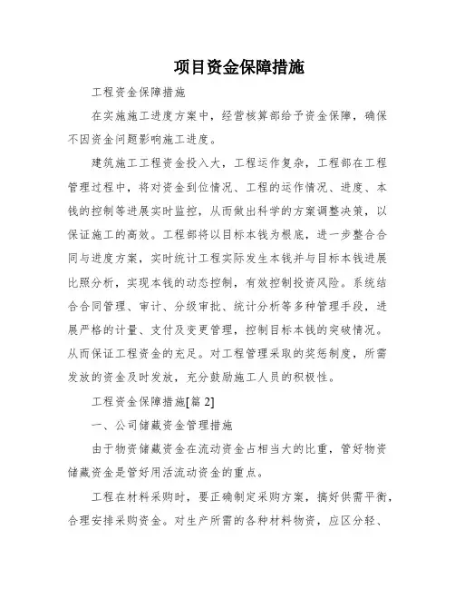 项目资金保障措施