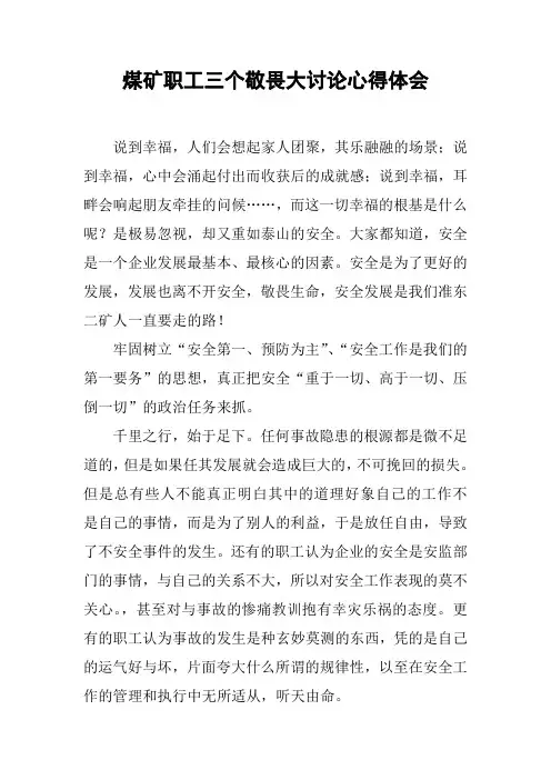 煤矿职工三个敬畏大讨论心得体会