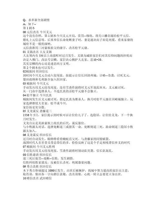 信长之野望12剧情
