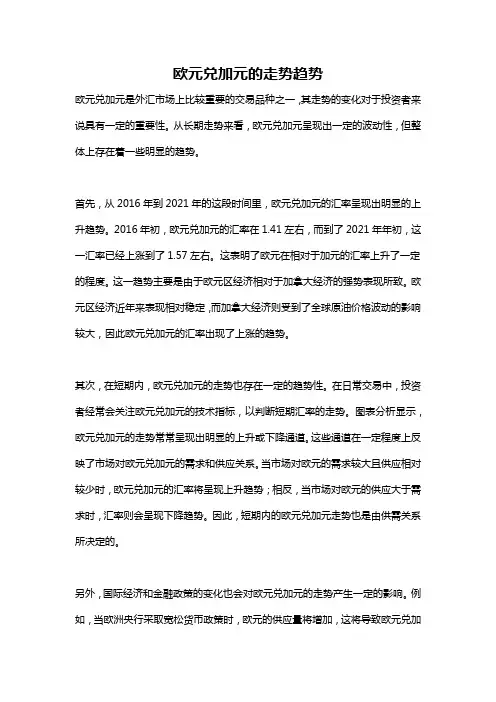 欧元兑加元的走势趋势
