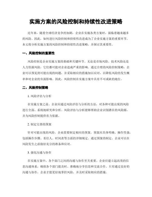 实施方案的风险控制和持续性改进策略