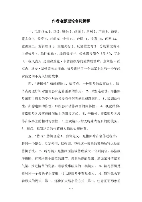 作者电影理论名词解释