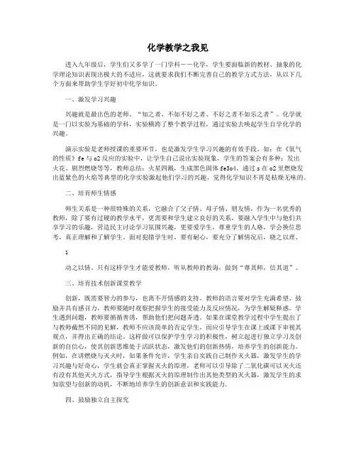 化学教学之我见