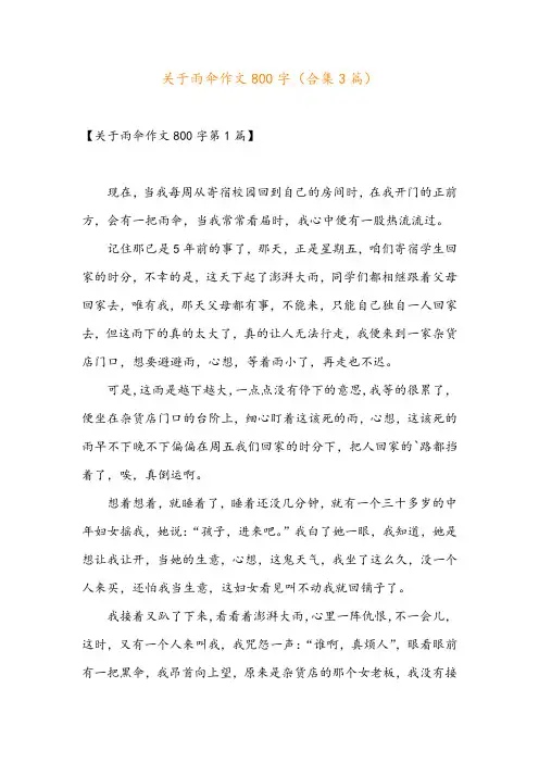 关于雨伞作文800字(合集3篇)