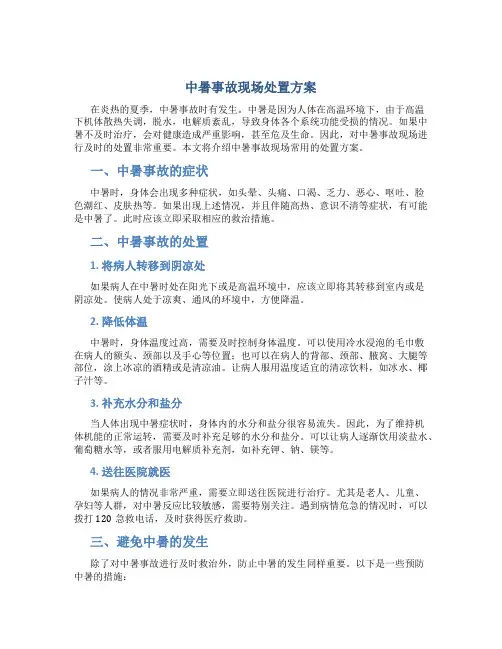 中暑事故 现场处置方案