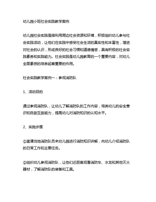 幼儿园小班社会实践教学案例 幼儿园社会实践