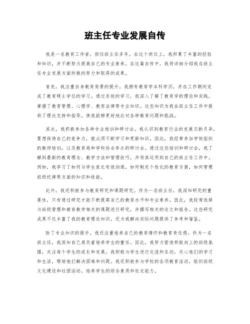 班主任专业发展自传