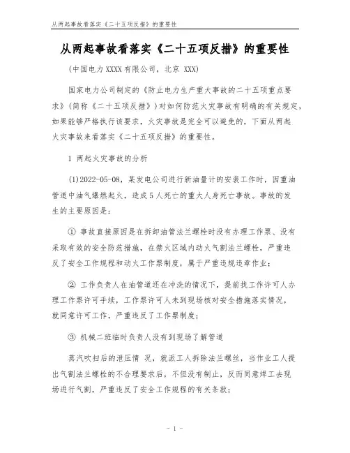 从两起事故看落实《二十五项反措》的重要性
