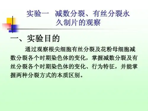 实验一减数分裂、有丝分裂永久制片的