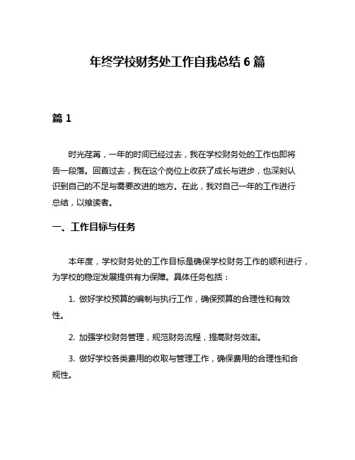 年终学校财务处工作自我总结6篇