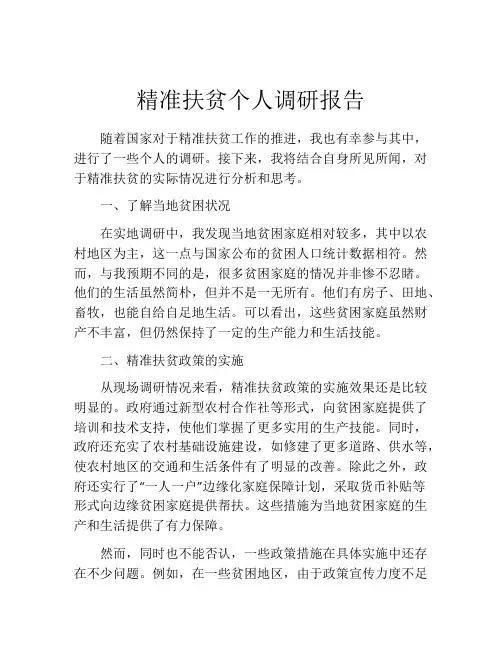 精准扶贫个人调研报告