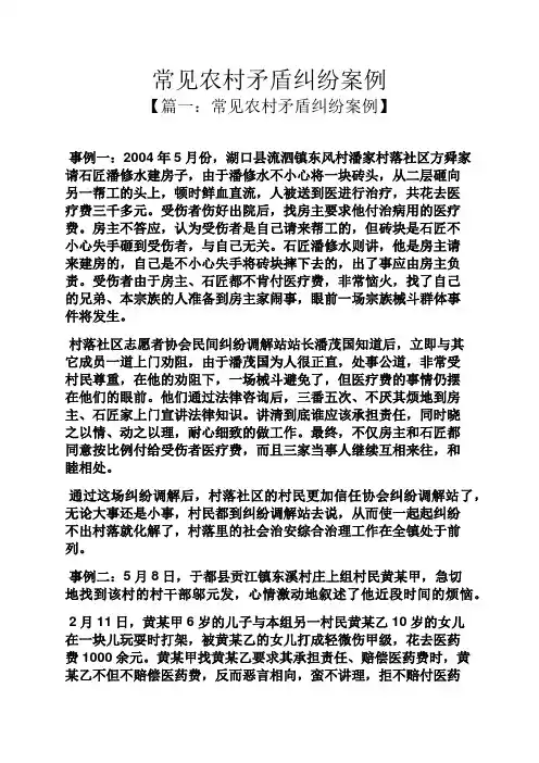 常见农村矛盾纠纷案例