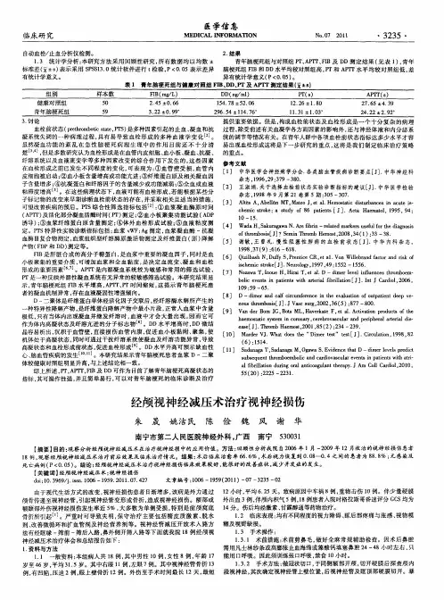 经颅视神经减压术治疗视神经损伤