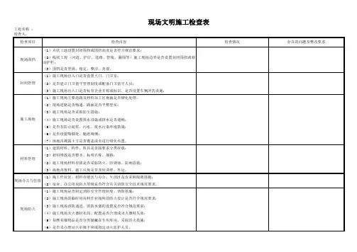 监理单位安全检查用表