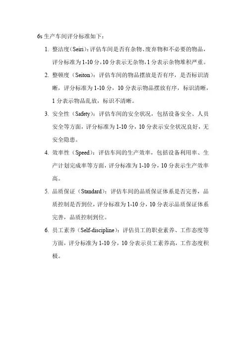 6s生产车间评分标准
