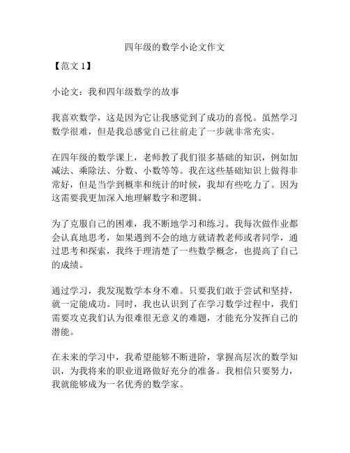 四年级的数学小论文作文