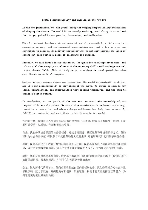 青年人如何担当新时代的责任与使命高中作文