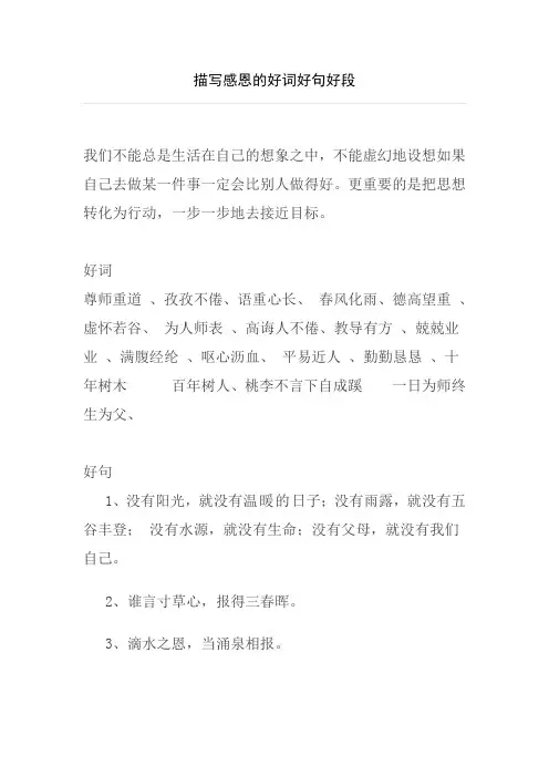 描写感恩的好词好句好段
