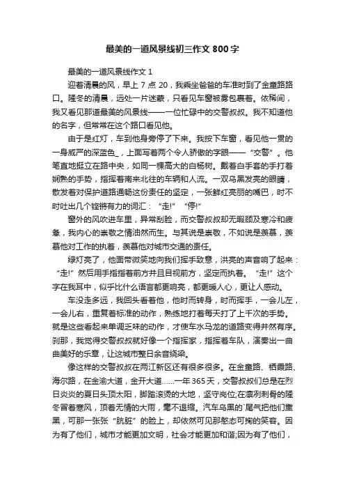 最美的一道风景线初三作文800字