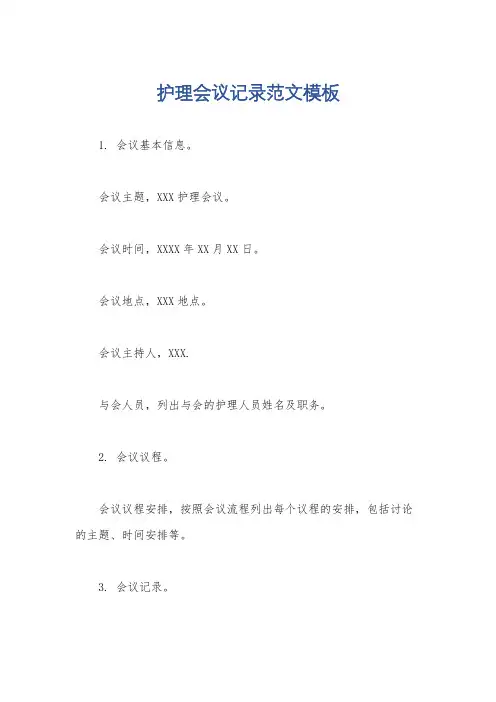 护理会议记录范文模板