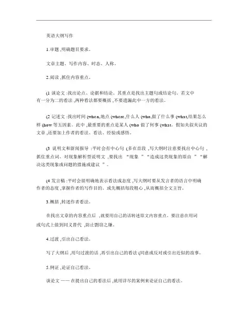 江苏高考英语任务型写作基本要点概括