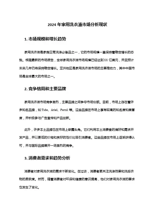 2024年家用洗衣液市场分析现状