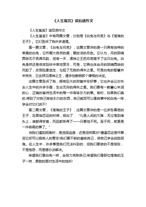 《人生寓言》读后感作文