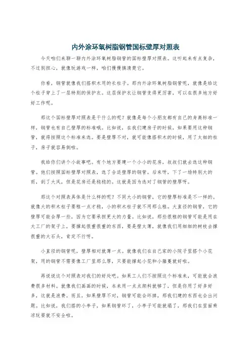 内外涂环氧树脂钢管国标壁厚对照表