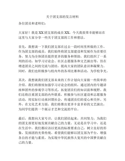 关于团支部的发言材料