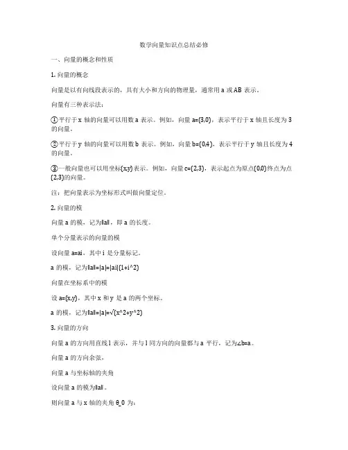 数学向量知识点总结必修