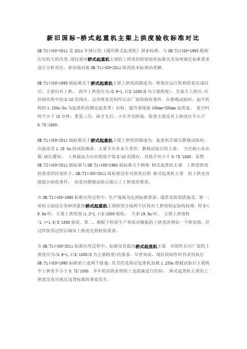 新旧国标-桥式起重机主梁上拱度验收标准对比