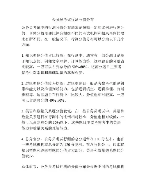 公务员考试行测分值分布