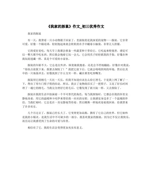 《我家的豚鼠》作文_初三优秀作文