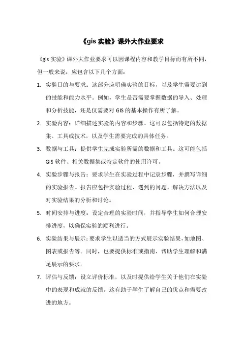 《gis实验》课外大作业要求