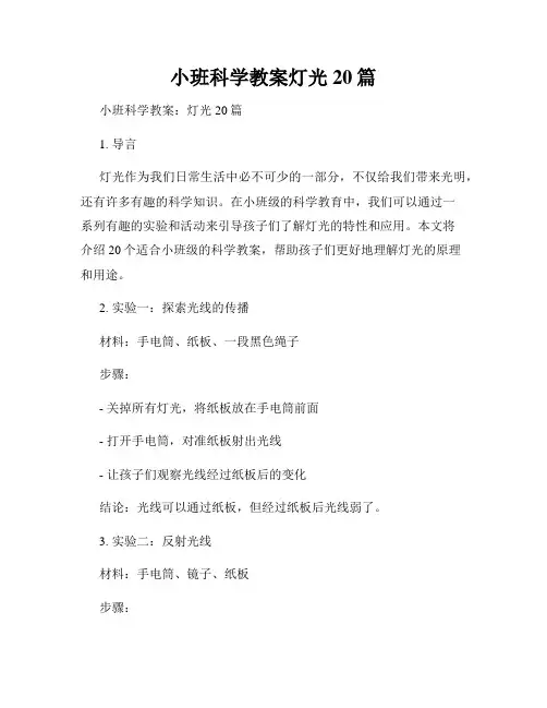 小班科学教案灯光20篇