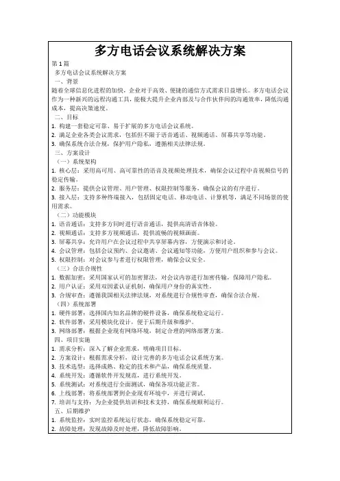 多方电话会议系统解决方案