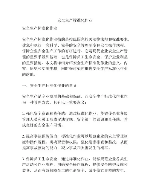 安全生产标准化作业