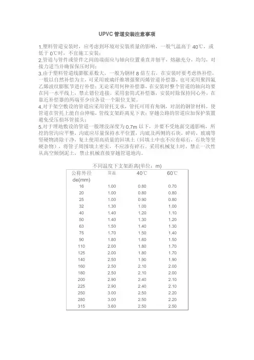 UPVC管道安装注意事项