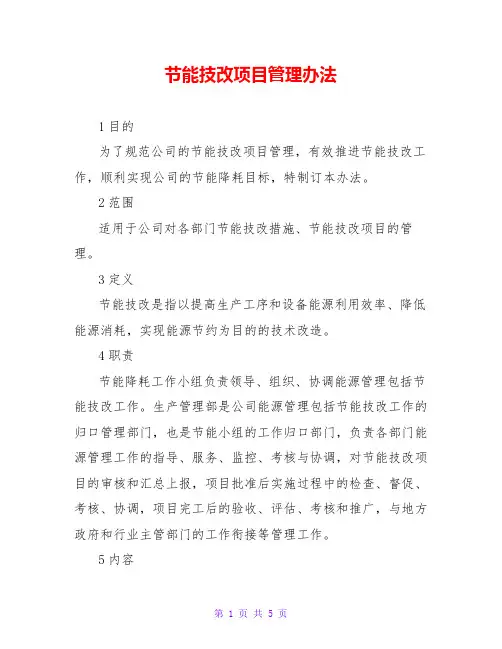 节能技改项目管理办法