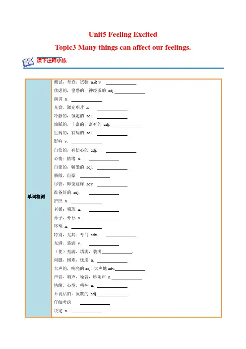 Unit 5 Topic 3 课后培优分级练(解析版)