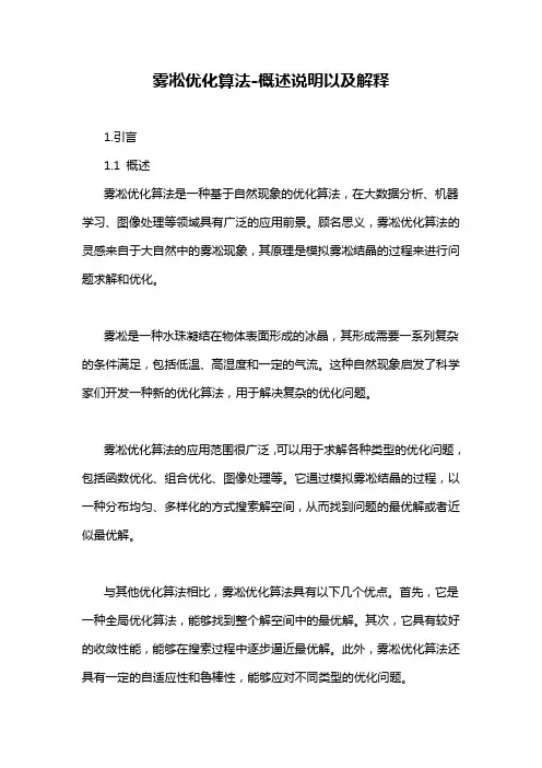 雾凇优化算法-概述说明以及解释