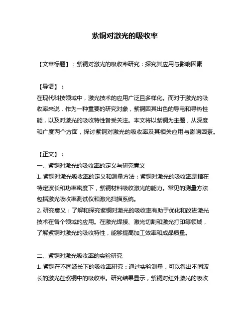 紫铜对激光的吸收率