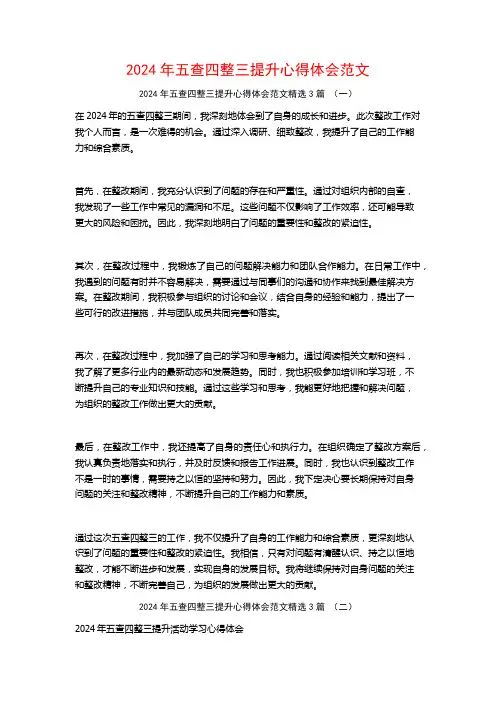 2024年五查四整三提升心得体会范文3篇