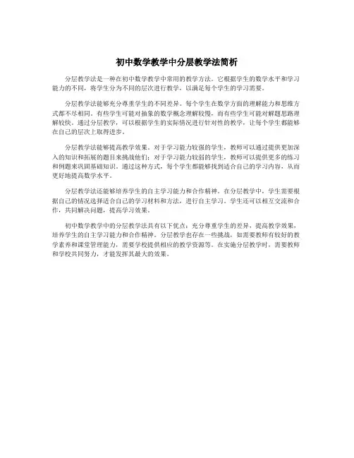 初中数学教学中分层教学法简析