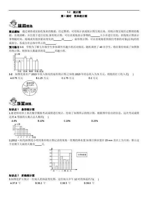 湘教版七年级上册数学同步练习 第五章 5.2.1课时  简单统计图