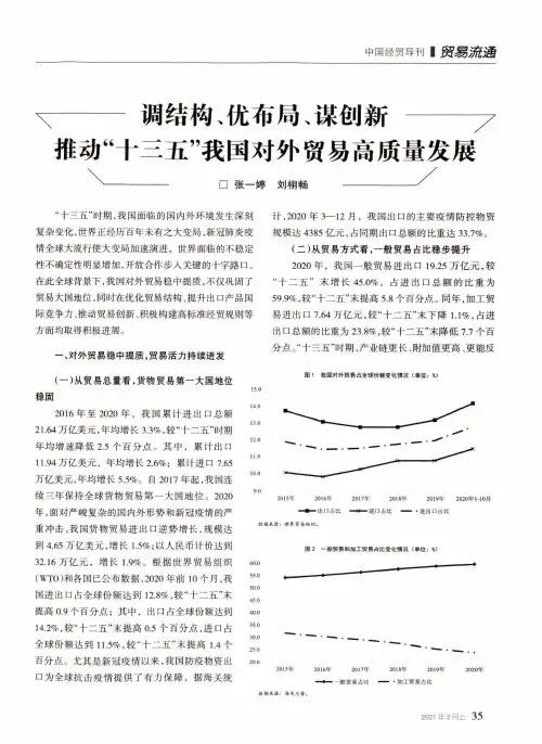 调结构、优布局、谋创新--推动“十三五”我国对外贸易高质量发展