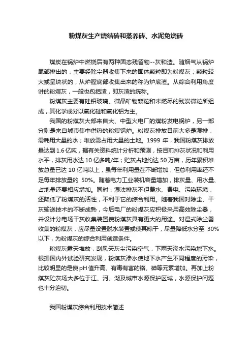 粉煤灰生产烧结砖和蒸养砖、水泥免烧砖