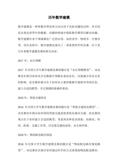 历年数学建模